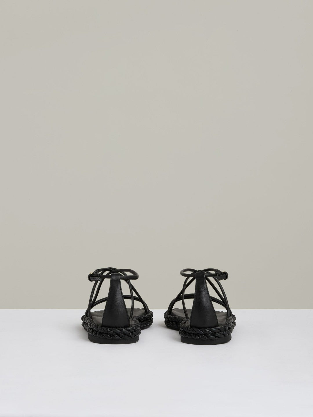 Leather Braided Flat Sandals in Black Women | Reiss