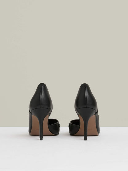 Leather Twist Detail Court Shoes in Black Women | Reiss