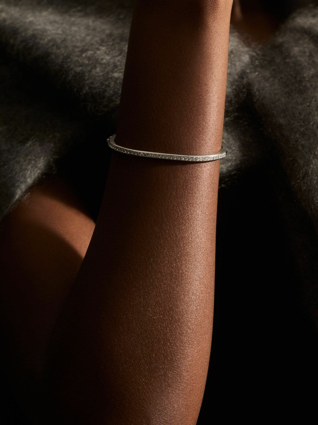 Hinged Crystal Cuff in Silver Women | Reiss