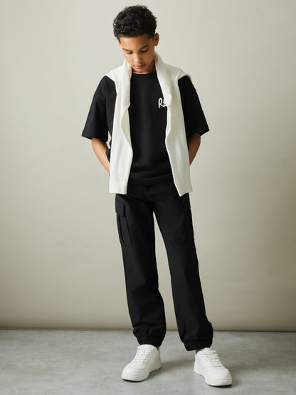 3-9 yrs Technical Drawstring Trousers in Black Children & Baby | Reiss