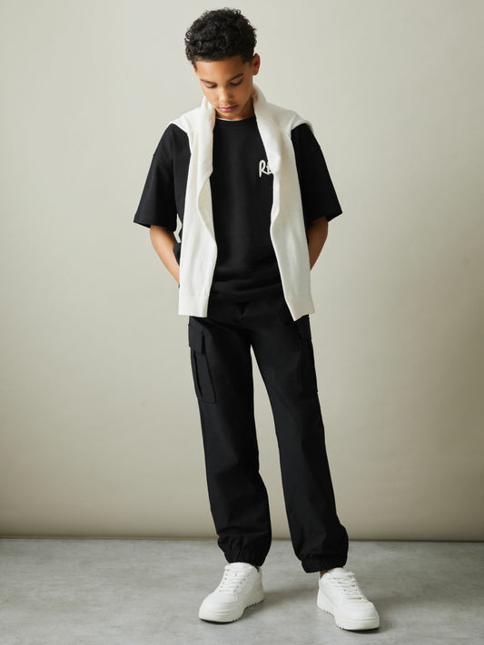 3-9 yrs Technical Drawstring Trousers in Black Children & Baby | Reiss