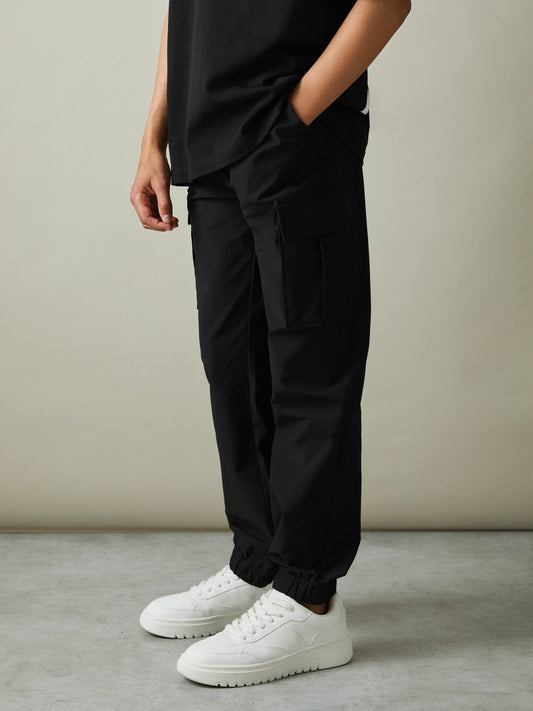 9-14 yrs Technical Drawstring Trousers in Black Children & Baby | Reiss