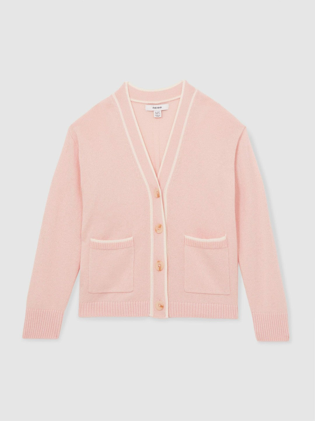 9-13 yrs Wool-Blend Tipped Cardigan in Pink Children & Baby | Reiss