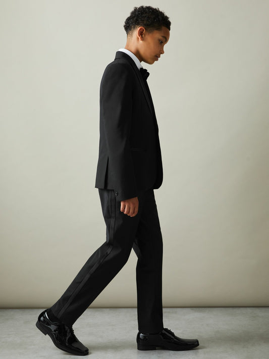 3-9 yrs Wool-Blend Tuxedo-Stripe Trousers in Black Children & Baby | Reiss