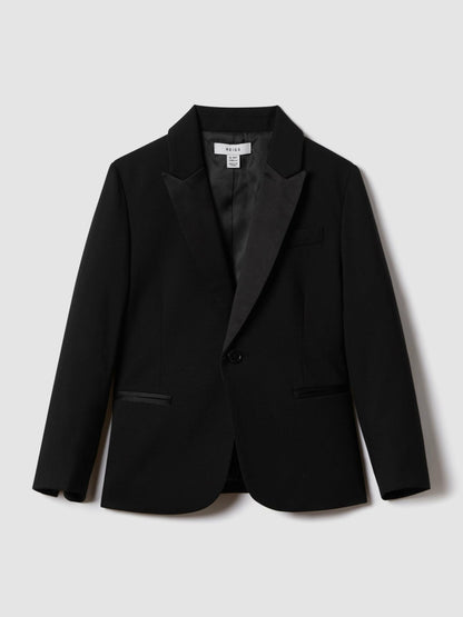 9-13 yrs Tuxedo Satin Single Breasted Blazer in Black Children & Baby | Reiss
