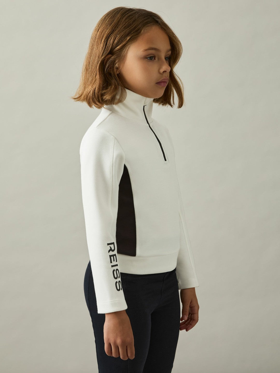 9-13 yrs Funnel-Neck Base-Layer Top in White/Black Children & Baby | Reiss