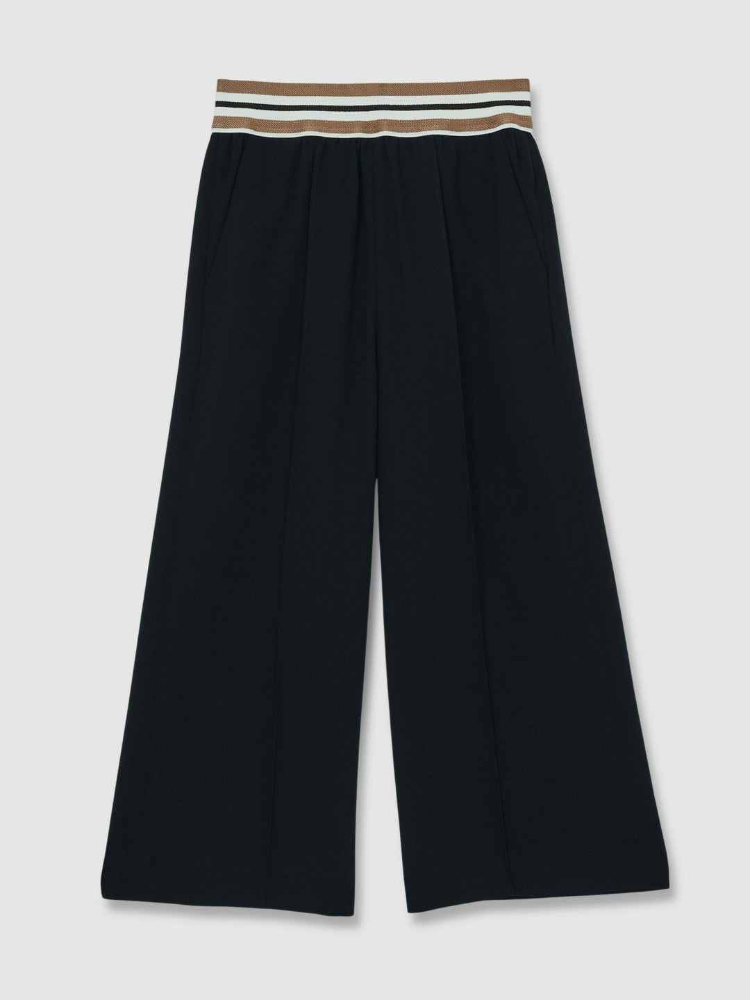 9-13 yrs Stripe-Waistband Wide-Leg Trousers in Navy Children & Baby | Reiss