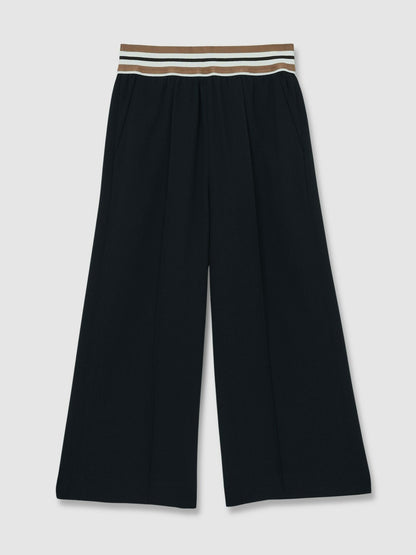 9-13 yrs Stripe-Waistband Wide-Leg Trousers in Navy Children & Baby | Reiss