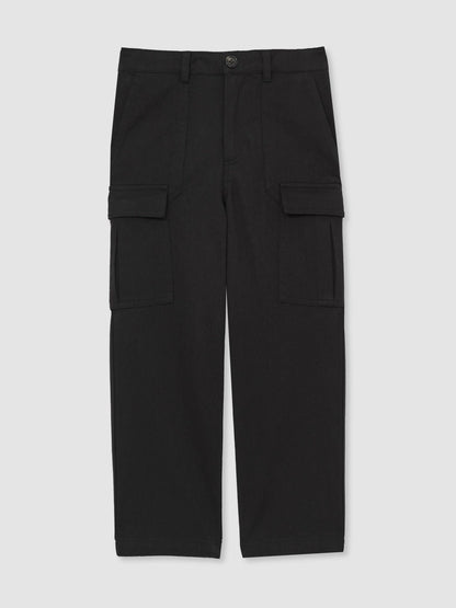 3-9 yrs 100% Cotton Straight Leg Cargo Trousers in Black Children & Baby | Reiss