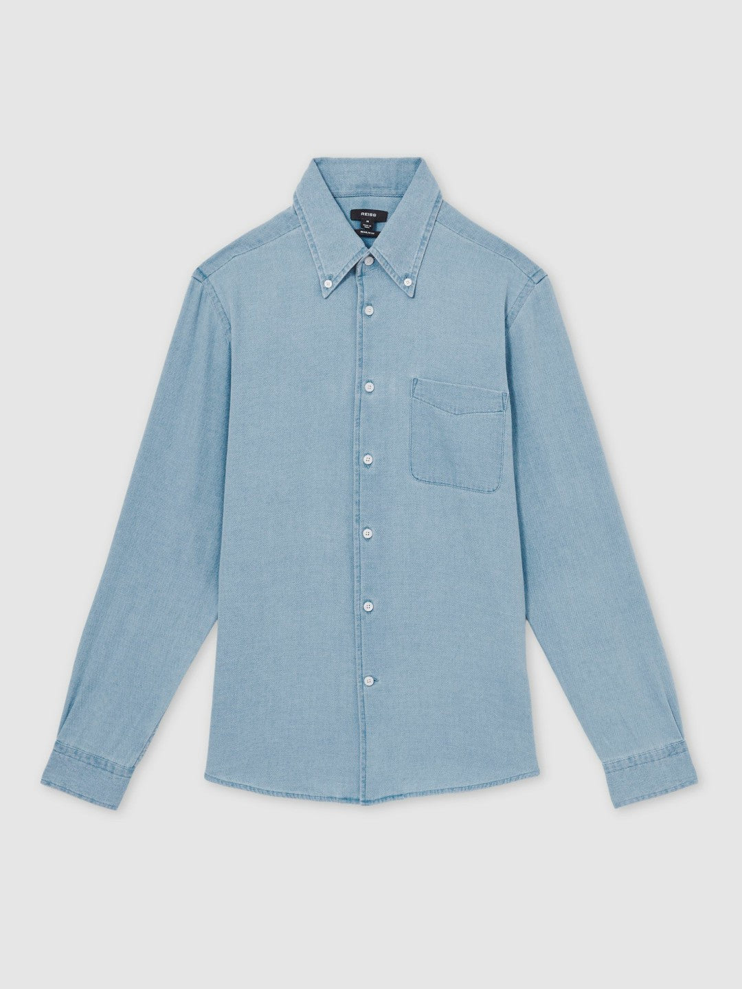 Cotton-Piqué Button-Down Chambray Shirt in Washed Blue Men | Reiss
