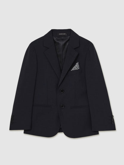 3-9 yrs Wool-Blend Single-Breasted Suit Blazer in Navy Children & Baby | Reiss