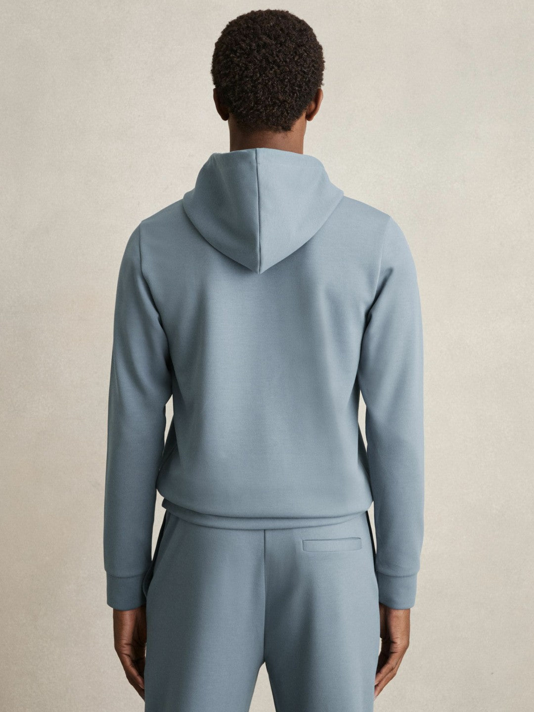 Interlock Jersey Drawstring Hoodie in Airforce Blue Men | Reiss
