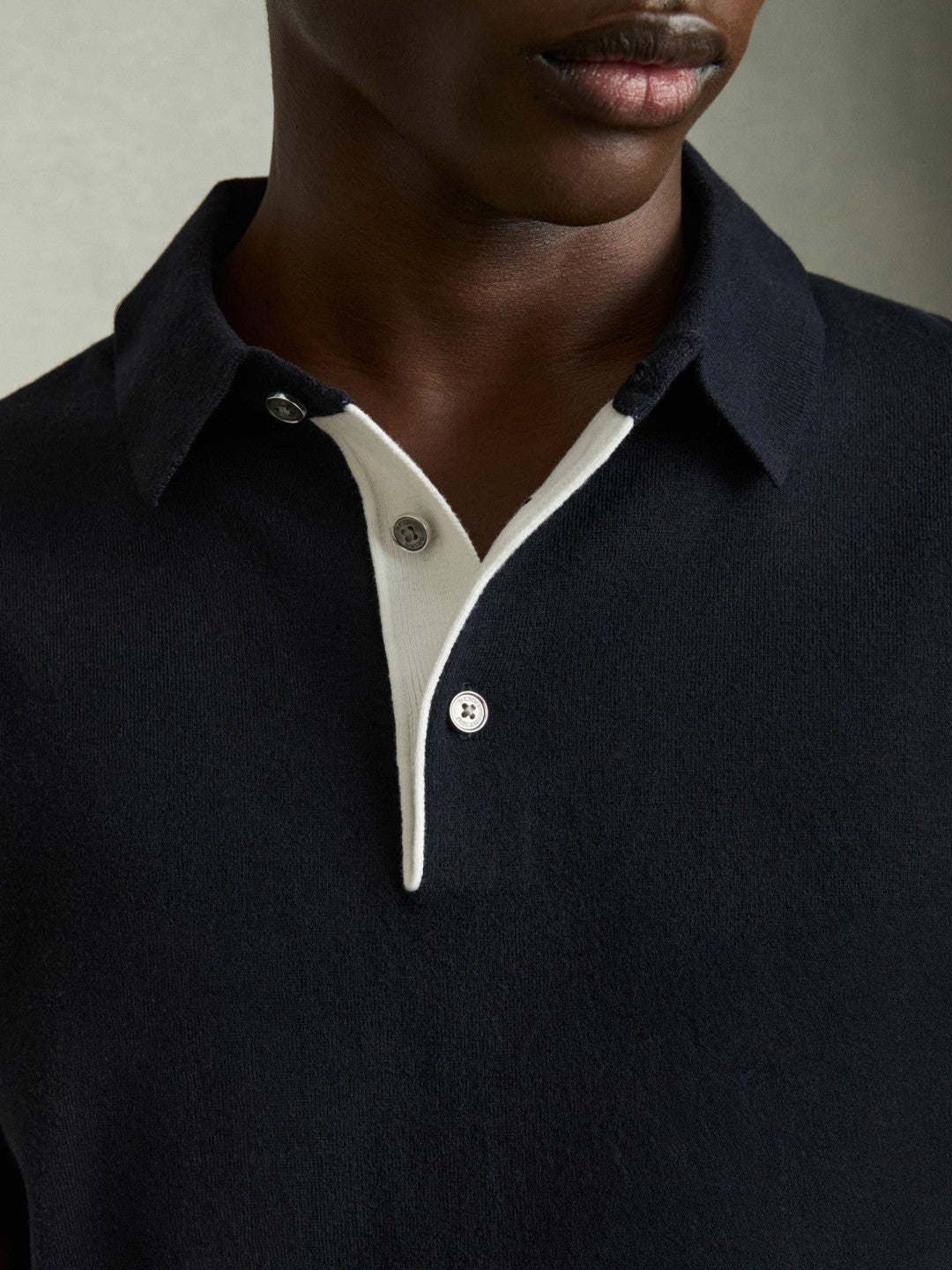 Contrast-Placket Polo Shirt With Cotton in Navy Men | Reiss