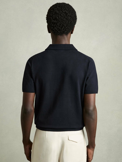 Contrast-Placket Polo Shirt With Cotton in Navy Men | Reiss