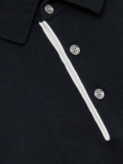 Contrast-Placket Polo Shirt With Cotton in Navy Men | Reiss