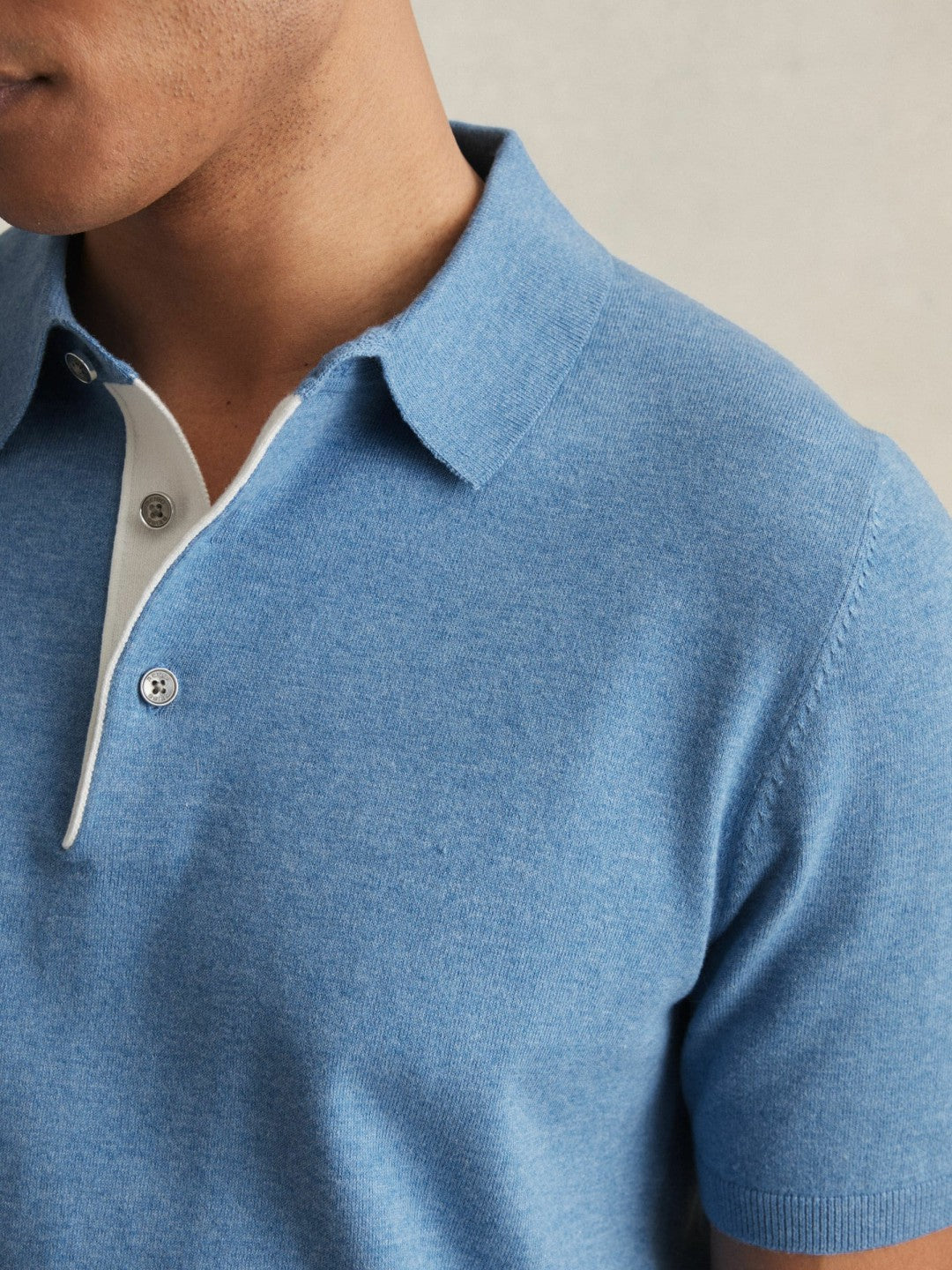Contrast-Placket Polo Shirt With Cotton in Blue Men | Reiss