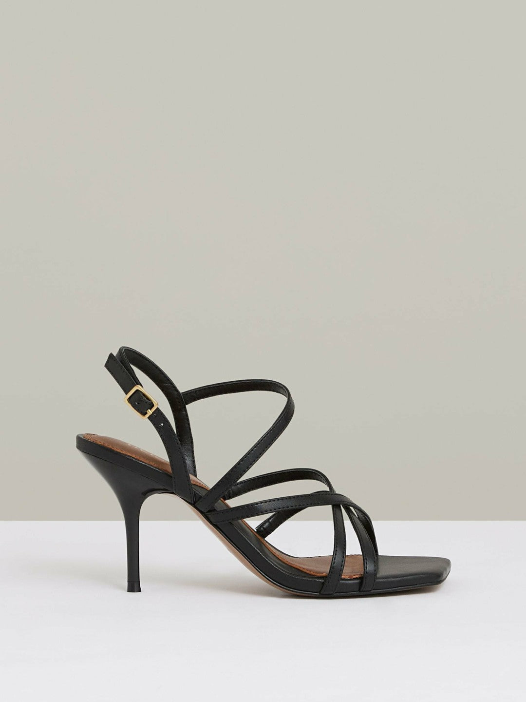 Leather Strappy Stiletto Sandals in Black Women | Reiss
