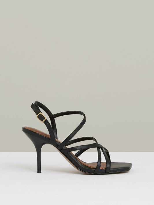 Leather Strappy Stiletto Sandals in Black Women | Reiss