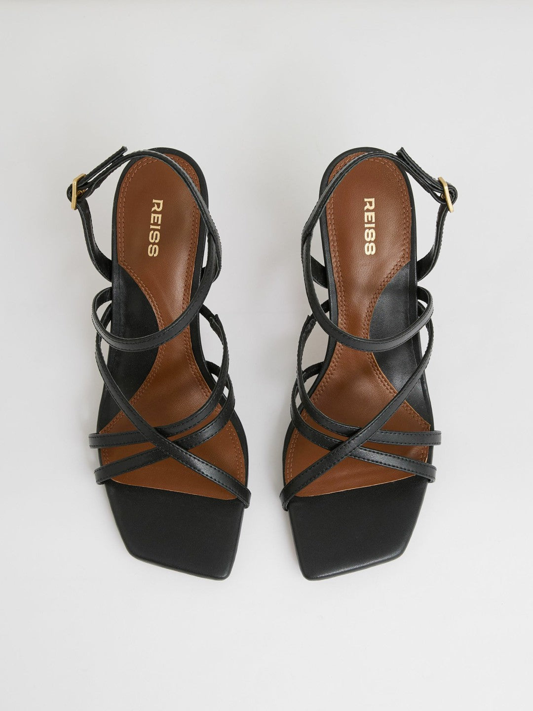 Leather Strappy Stiletto Sandals in Black Women | Reiss