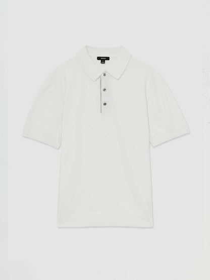 Contrast-Placket Polo Shirt With Cotton in White Men | Reiss