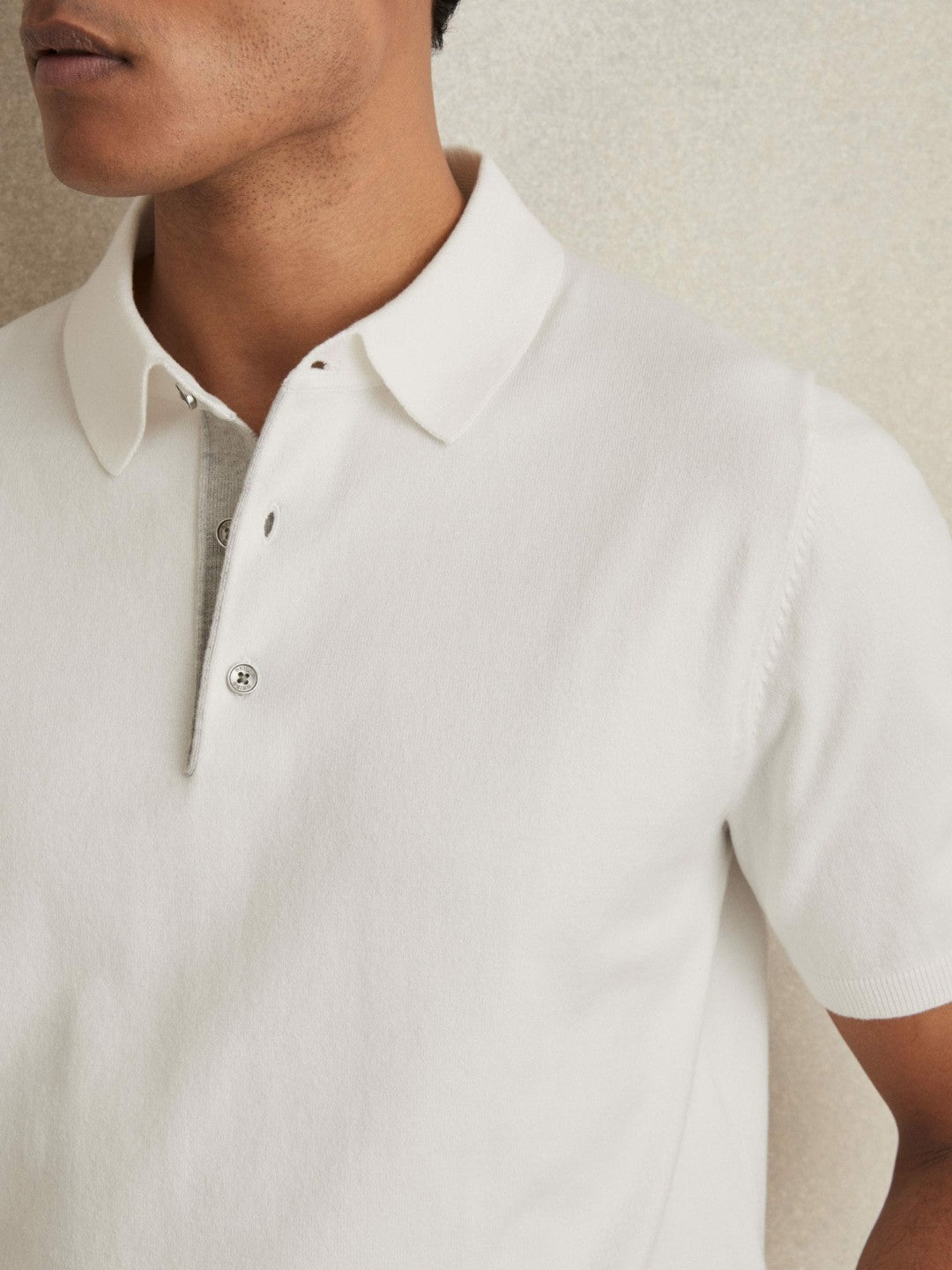 Contrast-Placket Polo Shirt With Cotton in White Men | Reiss