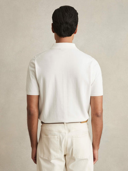 Contrast-Placket Polo Shirt With Cotton in White Men | Reiss