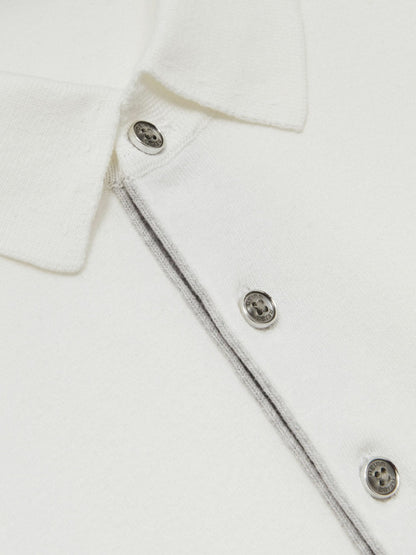 Contrast-Placket Polo Shirt With Cotton in White Men | Reiss