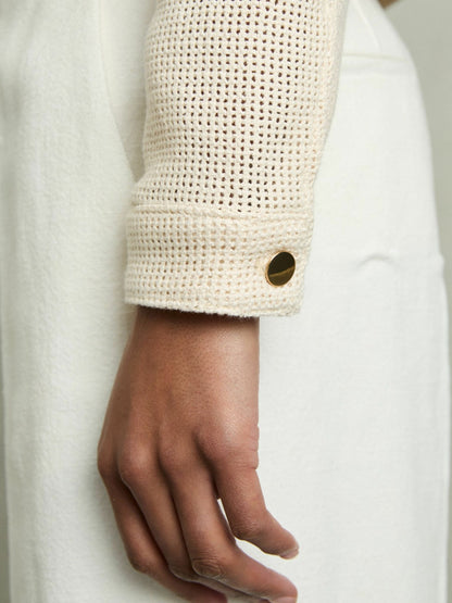 Cotton-Blend Textured Trucker Jacket in Neutral Women | Reiss