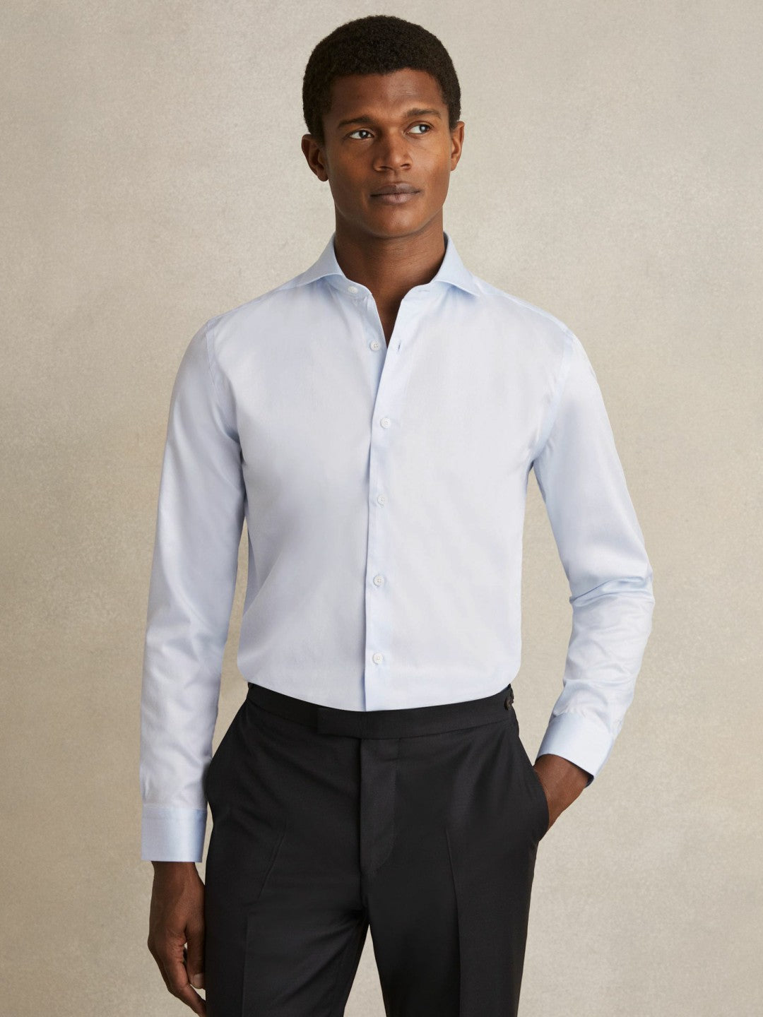 Regular Fit Cotton-Twill Two-Fold Shirt Slim-Fit in Soft Blue Men | Reiss