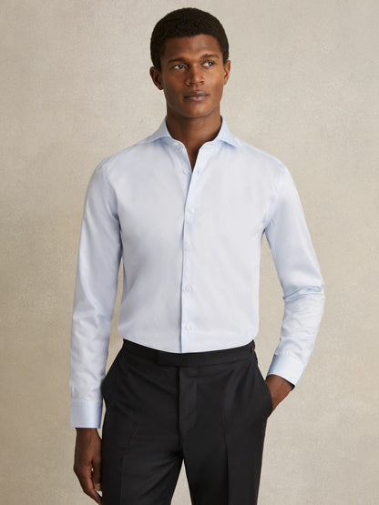 Regular Fit Cotton-Twill Two-Fold Shirt Slim-Fit in Soft Blue Men | Reiss