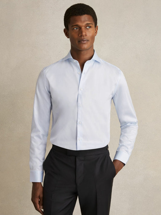 Regular Fit Cotton-Twill Two-Fold Shirt Slim-Fit in Soft Blue Men | Reiss