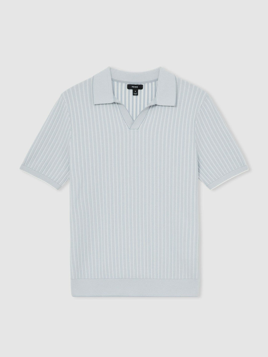 Open-Collar Textured Polo Shirt in Soft Blue/White Men | Reiss