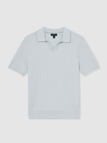 Open-Collar Textured Polo Shirt in Soft Blue/White Men | Reiss