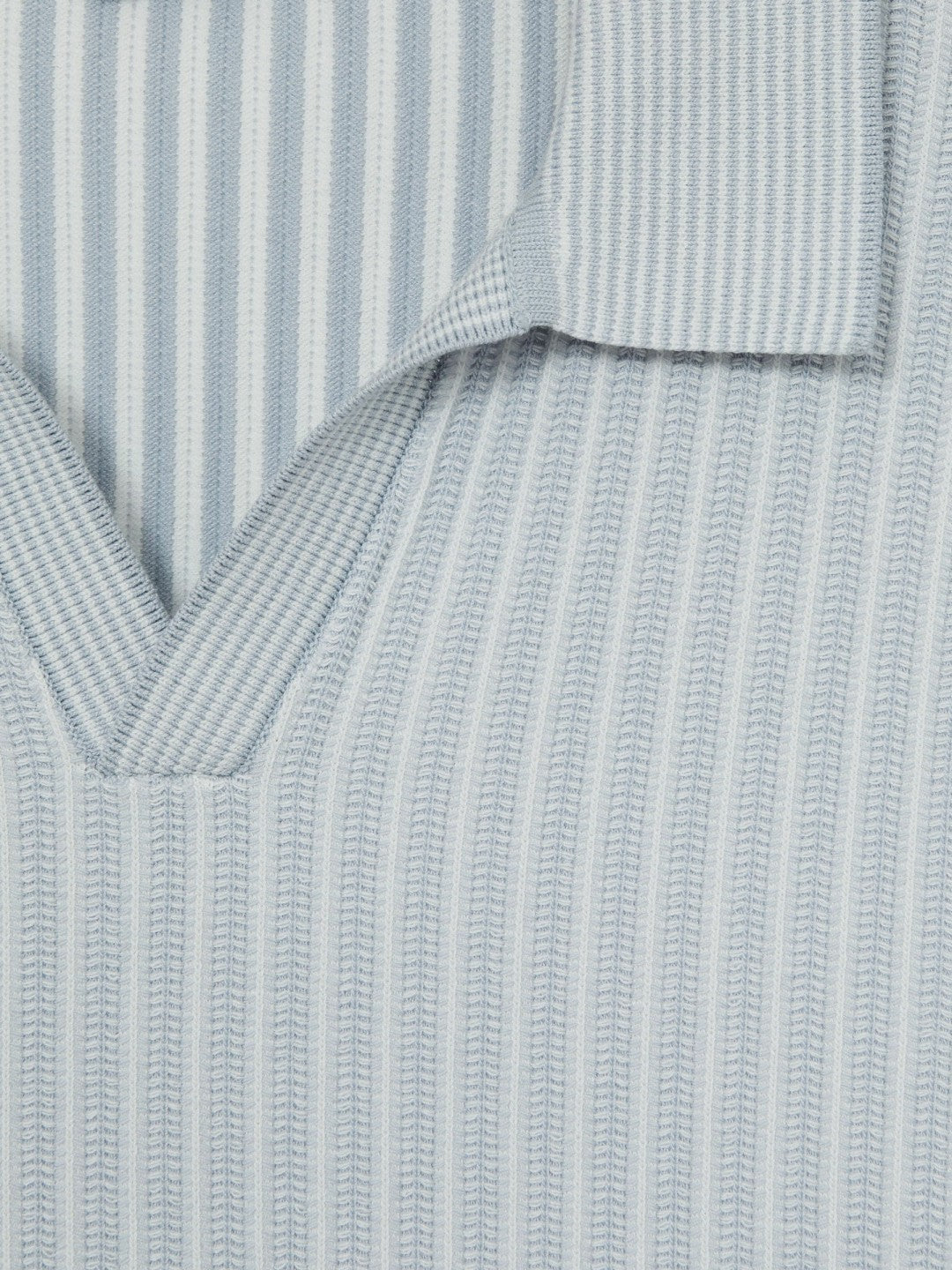 Open-Collar Textured Polo Shirt in Soft Blue/White Men | Reiss