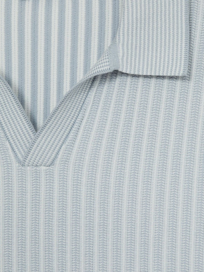 Open-Collar Textured Polo Shirt in Soft Blue/White Men | Reiss