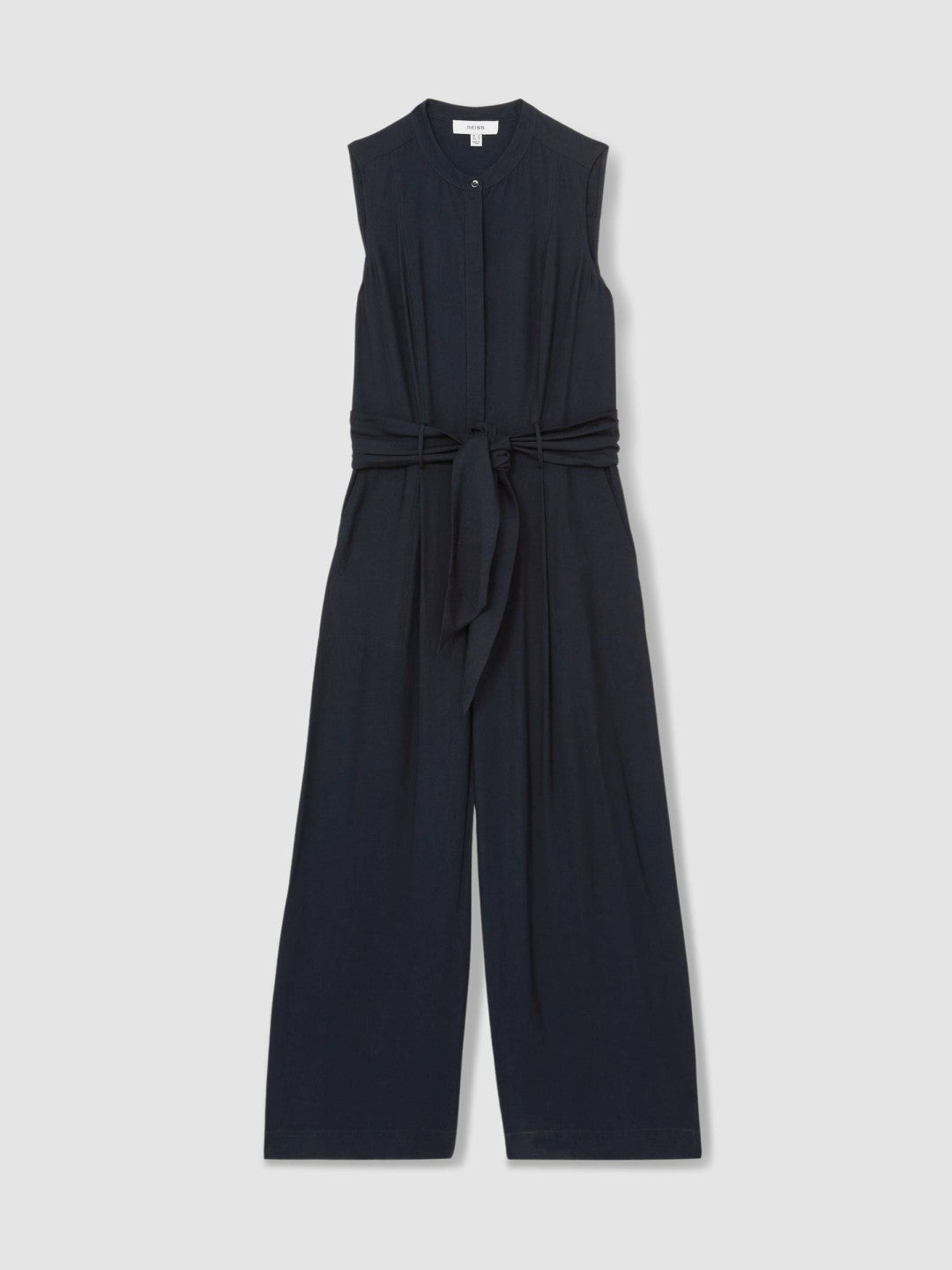 Wide-Leg Belted Jumpsuit in Navy Women | Reiss