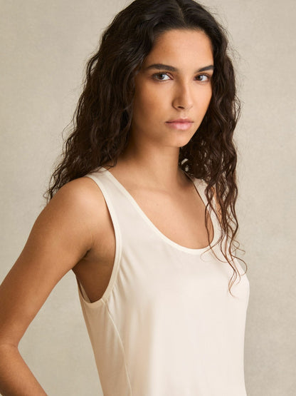Silk-Front Cami Top in White Women | Reiss