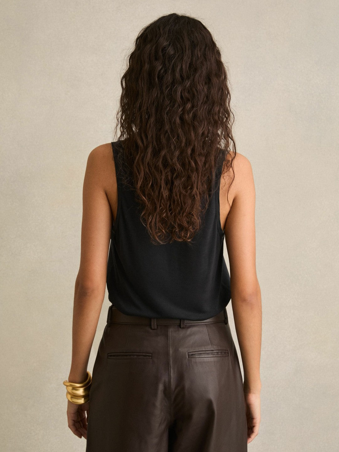 Silk-Front Cami Top in Black Women | Reiss