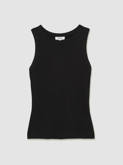 Stretch-Cotton Racerback Vest in Black Women | Reiss