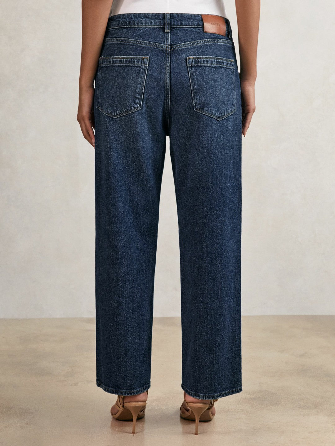 Petite Mid-Rise Straight-Leg Jeans in Mid Blue Women | Reiss