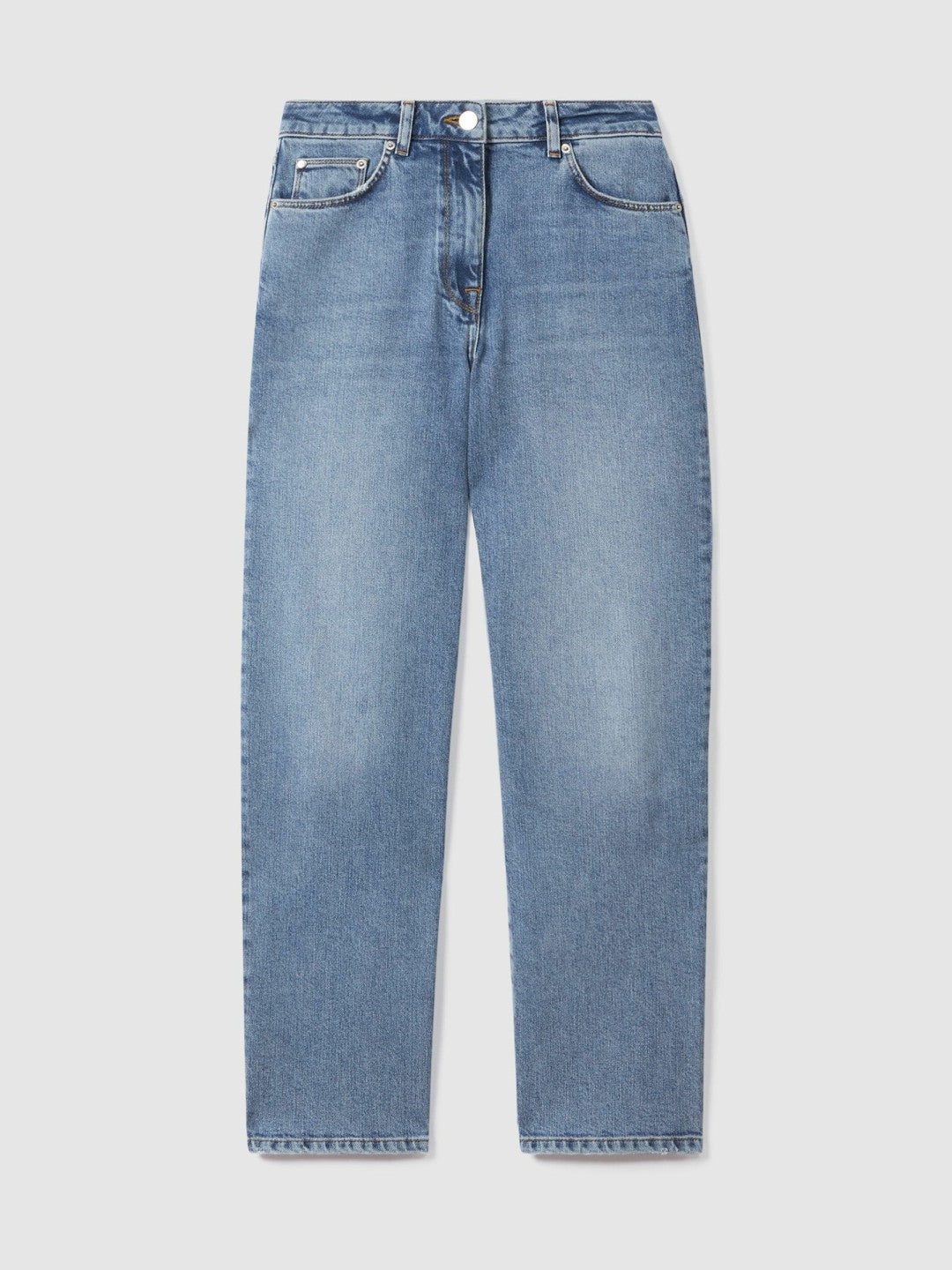 Petite Mid-Rise Straight-Leg Jeans in Light Blue Women | Reiss