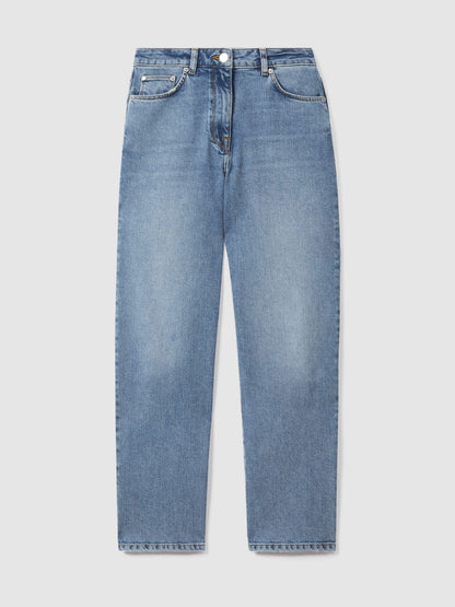 Petite Mid-Rise Straight-Leg Jeans in Light Blue Women | Reiss