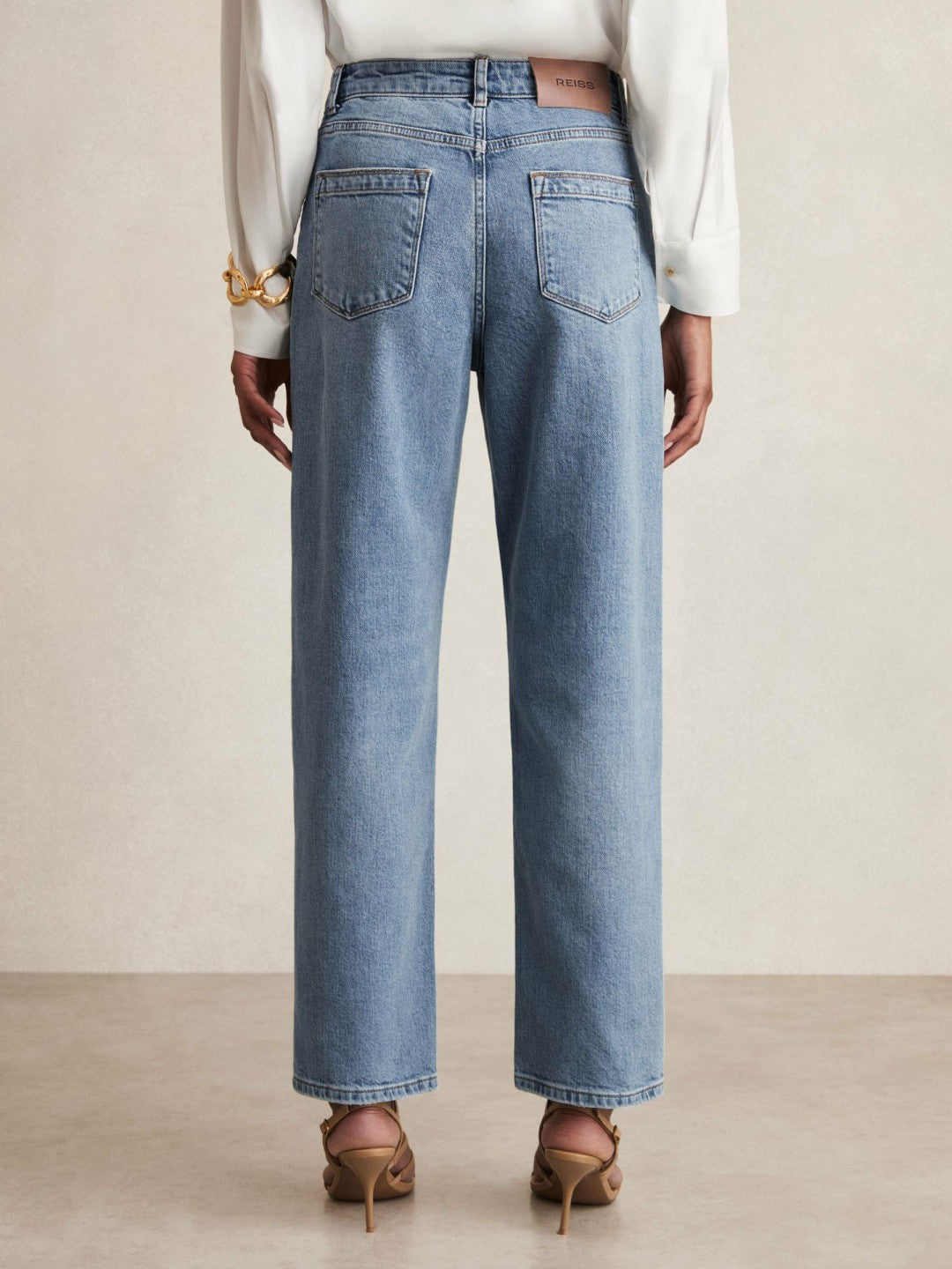 Petite Mid-Rise Straight-Leg Jeans in Light Blue Women | Reiss