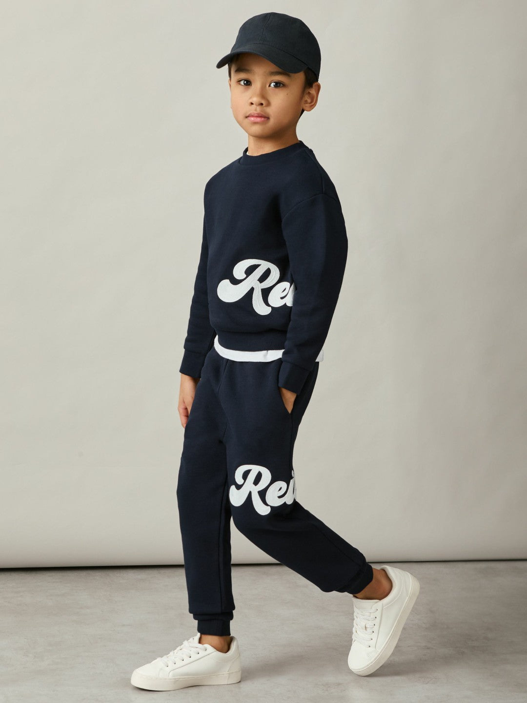 3-9 yrs Cotton-Blend Logo Script Sweatshirt in Navy Children & Baby | Reiss