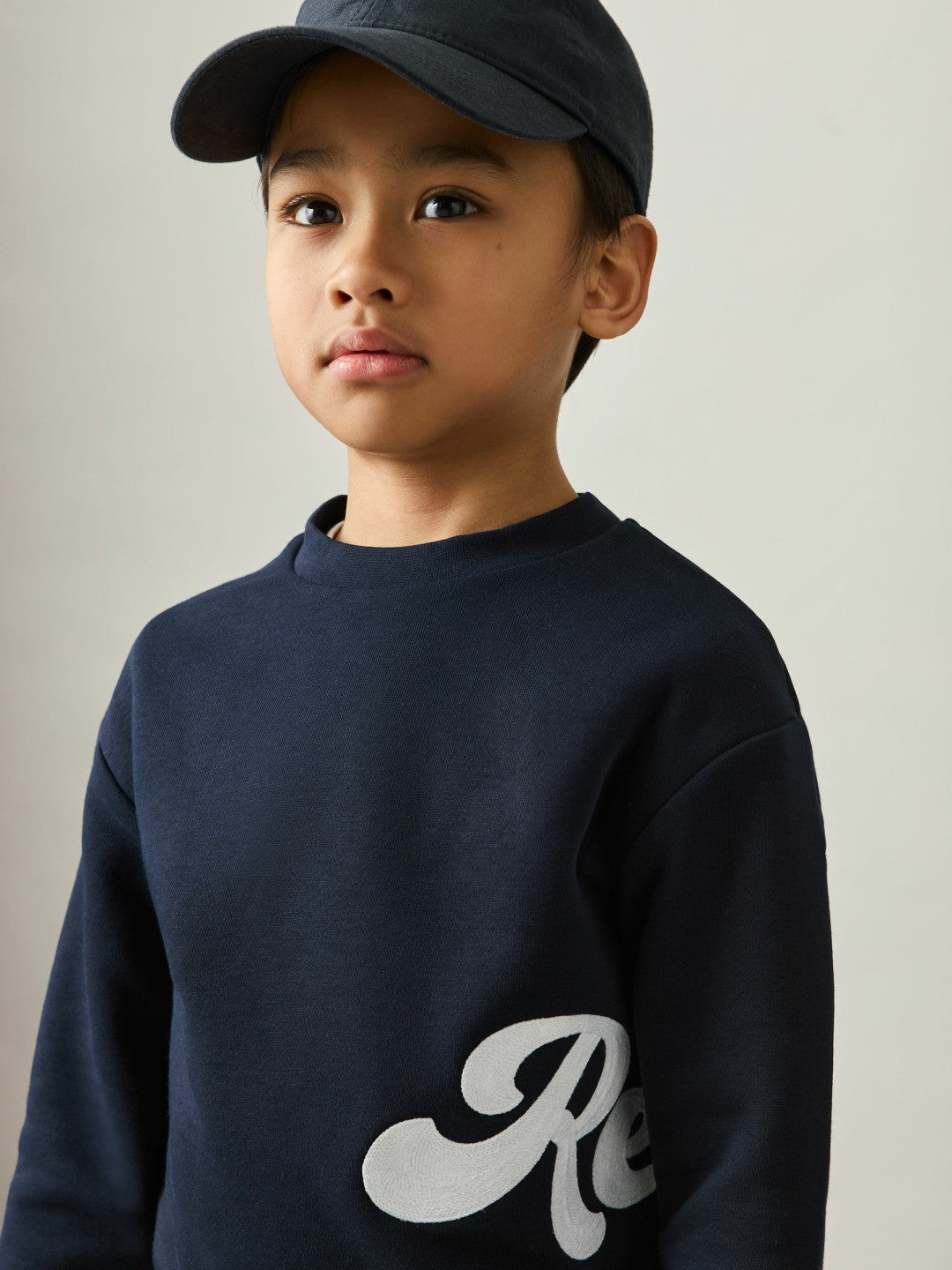 3-9 yrs Cotton-Blend Logo Script Sweatshirt in Navy Children & Baby | Reiss