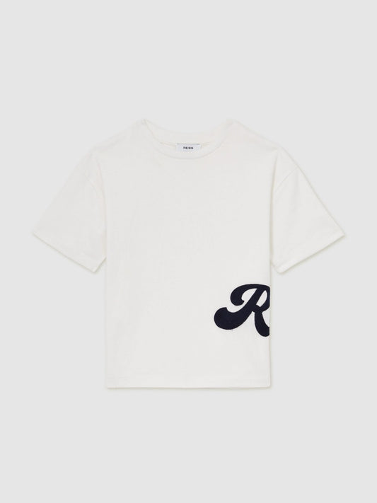 9-12 yrs Cotton Script-Logo Oversized T-Shirt in White Children & Baby | Reiss