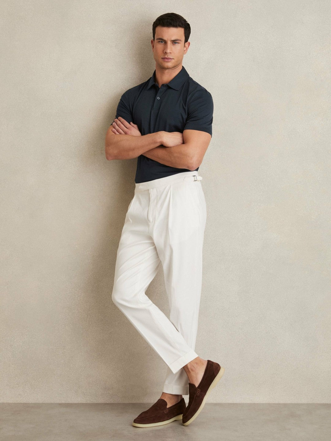 Cotton Short-Sleeve Polo Shirt in Navy Men | Reiss