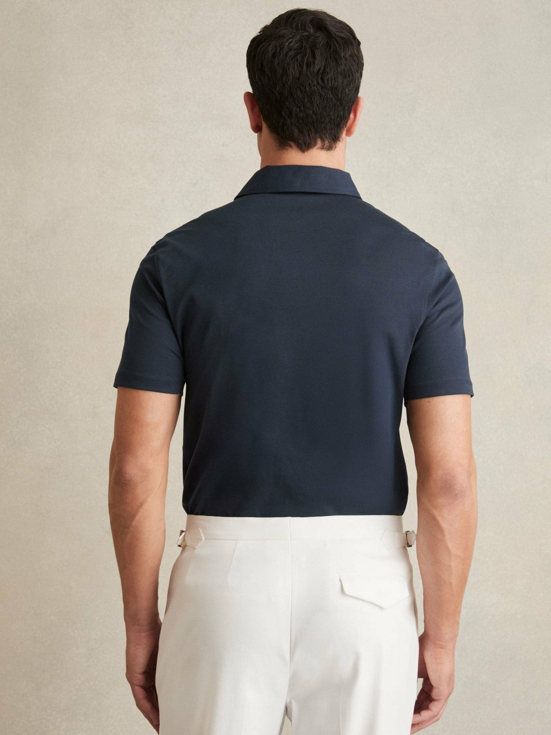 Cotton Short-Sleeve Polo Shirt in Navy Men | Reiss