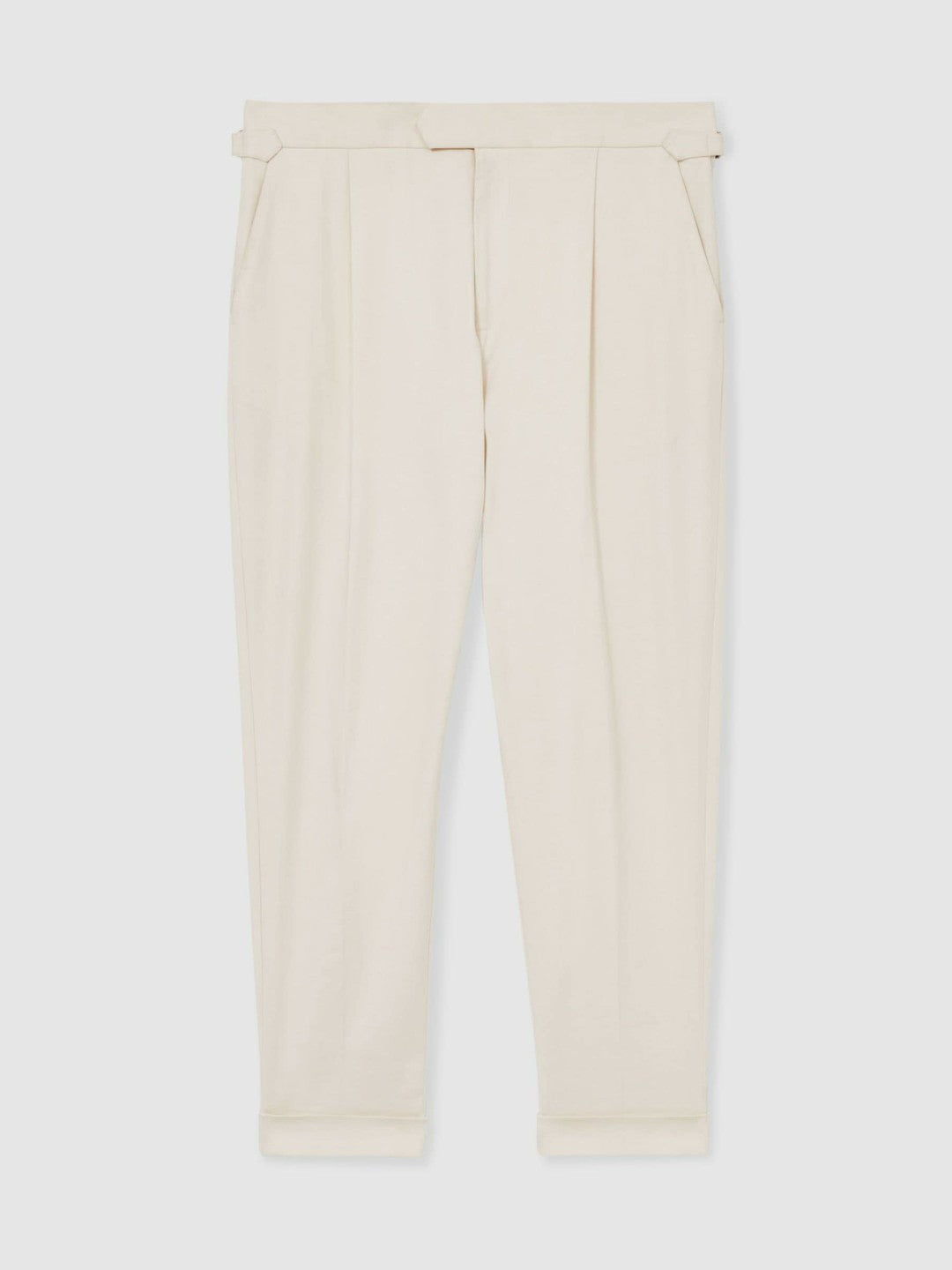 Cotton-Blend Tapered Trousers in Stone Men | Reiss
