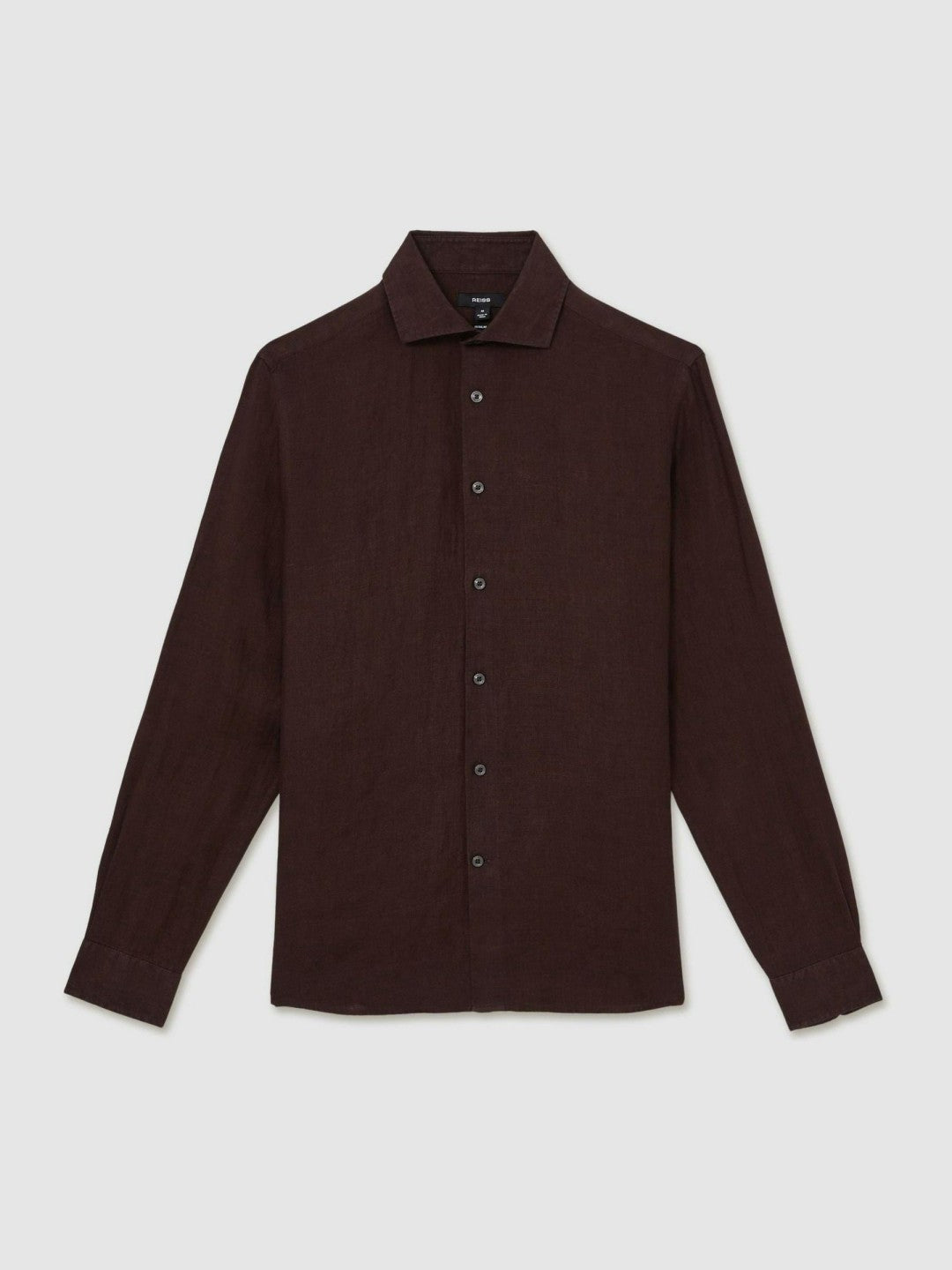 Linen Button-Through Shirt in Dark Brown Men | Reiss